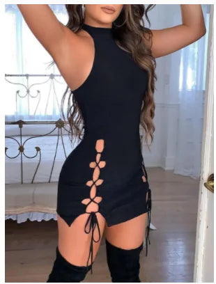 Lace-Up Mini Dress