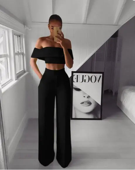Cropped Top & Long Trousers Set